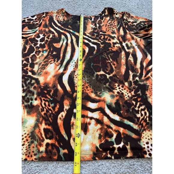 Susan Graver Womens Animal Print Tunic Top Size 3X Tiger Leopard - Picture 5 of 7